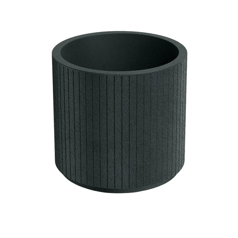 Pflanzkübel Ethick Coro Round, Durchmesser 40 cm, Höhe 36 cm, mattes Finish, witterungsbeständig, mit Abflussloch, Farbe: Dunkelgrau, TCR40-109GR