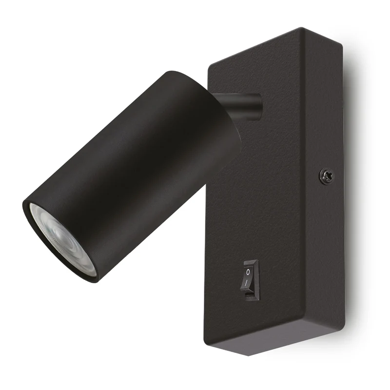 Maclean Wandlampe / Wandleuchte, Spot, rund, GU10, mit Schalter, 55x100mm, Farbe schwarz, MCE369 B