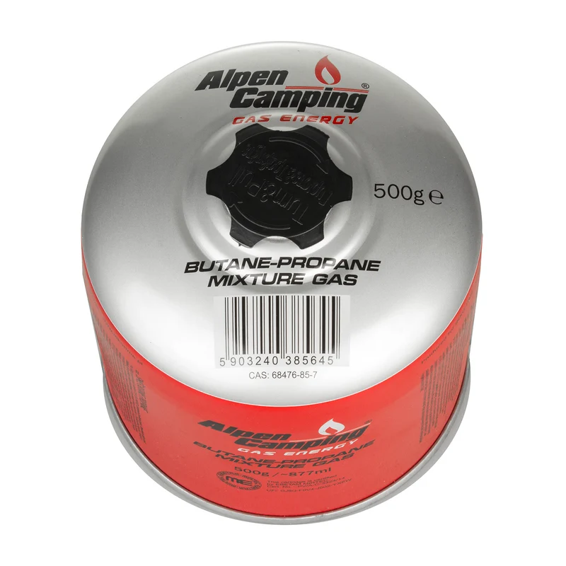 877 ml / 500g Gaskartusche mit Propan-Butan Schraubkartusche mit 7/16“ Anschluss für Gaskocher Campingkocher Bunsenbrenner Lötbrenner EN417