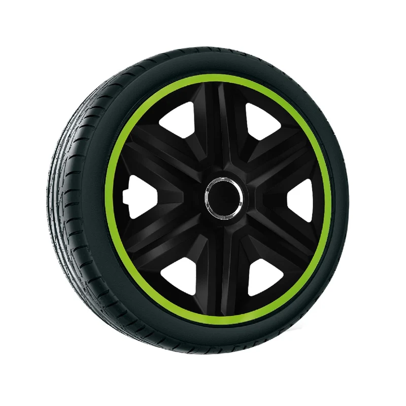 Schwarz/Grün Radkappen 16 Zoll Fast Lux NRM 4x Radzierblenden