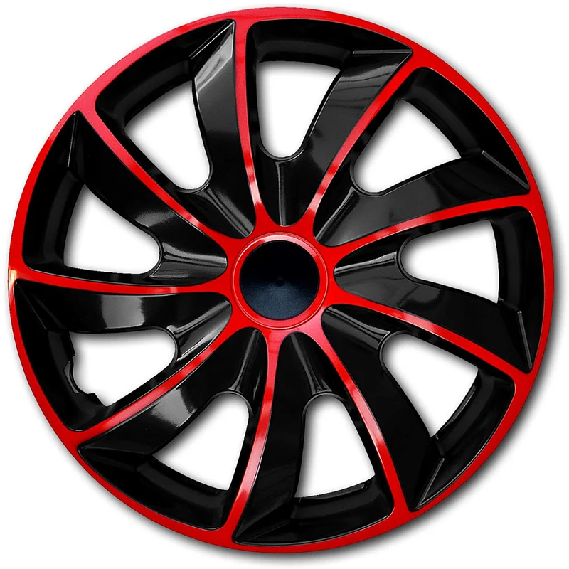 Quad Radzierblende 14" 4 x Universal Radkappen Auto KFZ Fahrzeug 4er Set (Rot/Schwarz, 14")