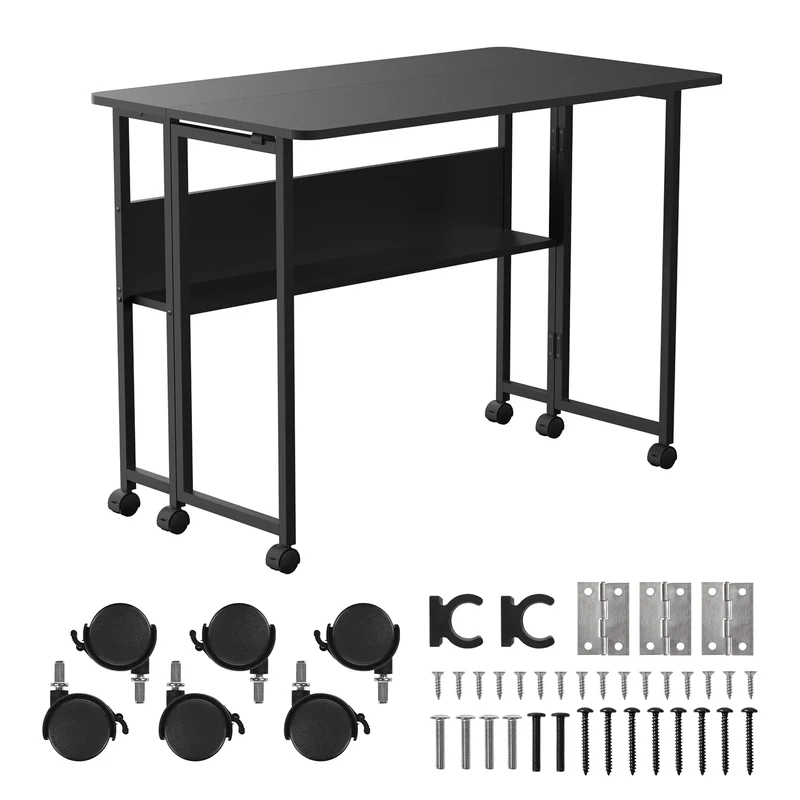 Maclean Klapptisch, schwarz, mobil, Platte 100x58cm, max. 50kg, MC-126 B