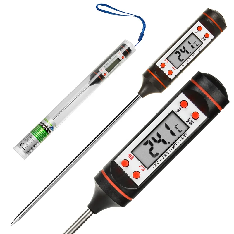 Digitales Stiftthermometer Thermometer Fühler für Lebensmittel Lebensmittelthermometer von -50 °C bis ca. +300 °C LCD DIsplay