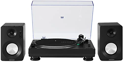 Crosley KT100BT-BK Belt-Drive Bluetooth Turntable Stereo System with Speakers, Black