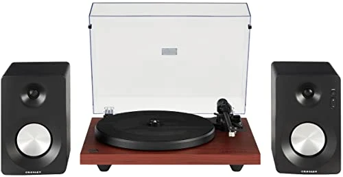 Crosley KT6101-MA Belt-Drive Bluetooth Turntable with Built-in Preamp and Included Speakers, Mahogany