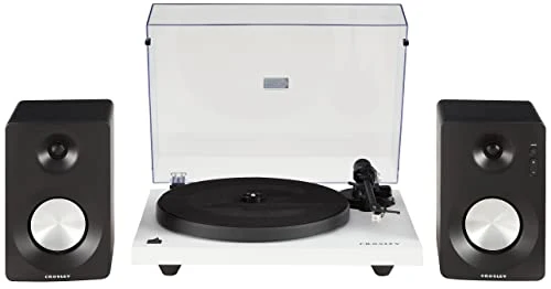 Crosley KT6101-WH Belt-Drive Bluetooth Turntable with Built-in Preamp and Included Speakers, White