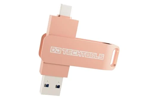 DJ TechTools Chroma USB Drive, Dual USB-A/USB-C, High-Speed USB 3.2 for Rekordbox (Rose Gold, 256, GB)