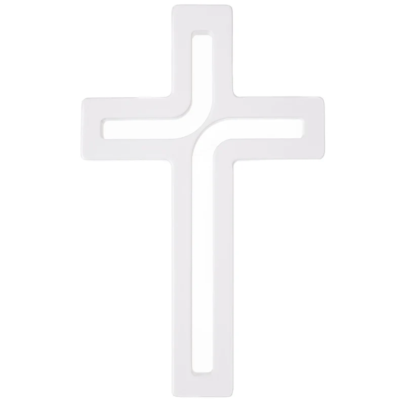 Hängendes Kreuz aus Buchenholz Modern Wandkreuz Kruzifix Glatte Oberfläche Hängend Holzkreuz (Weiß, 30x18x1,8cm)
