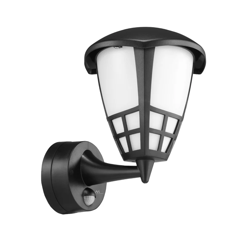Wandleuchte 1xE27 mit Sensor Maclean, Infrarotsensor, max. Belastung 60W, IP65, schwarz, MCE518 B + LED-Glühbirne E27, 8W 230V Maclean Energy MCE268 WW warmweiß 3000K 1055lm Retro-Edison dekorativ