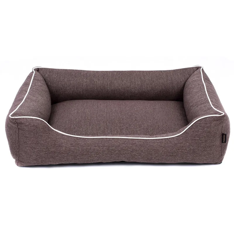 Mestizo Mallorca Comfort Haustierbett Hundekorb Tierbett Hundesofa aus Strapazierfähigem Polsterstoff (Außenmaße: 100x75cm / Innenmaße: 70x53cm, Braun/weiß)