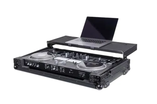 Headliner Flight Case with Laptop Platform and Wheels for Pioneer DJ DDJ-REV7 (Pitch Black)