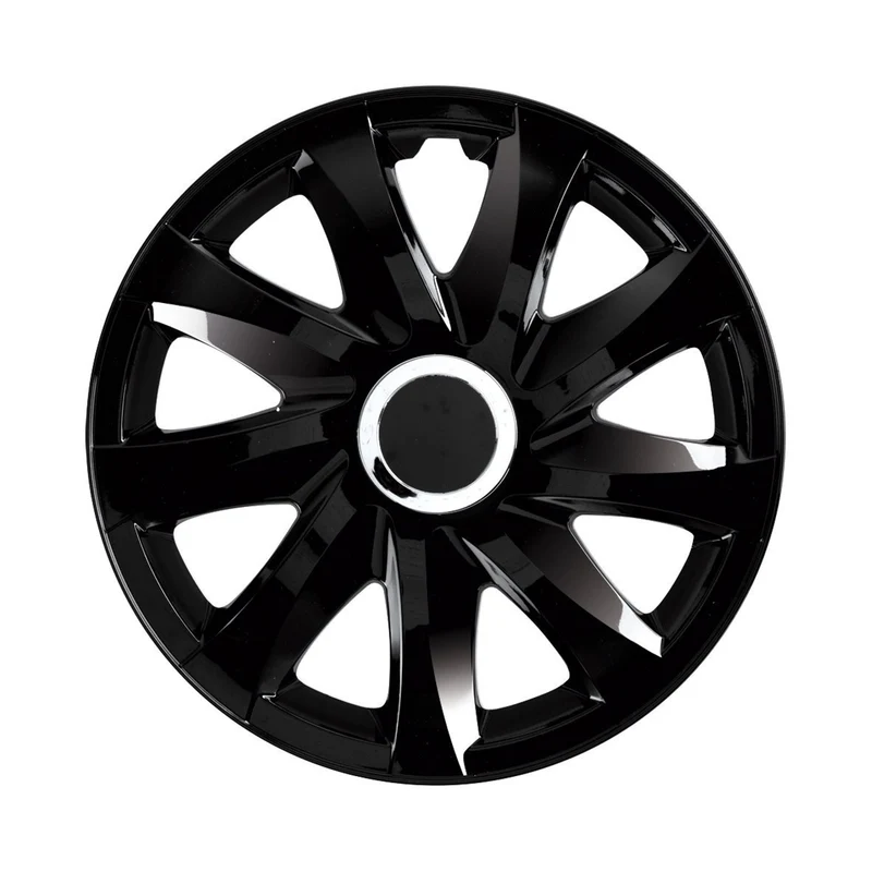 Universal Radkappen 14" DRIFT schwarzer Lack zum Aufdrücken 4 Stück