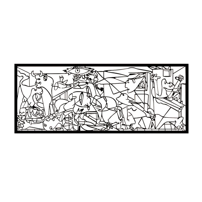 Durchbrochene Malerei, 3D Wanddekoration, 3D Gemälde "Guernica von Pablo Picasso" 67x27cm Schwarz