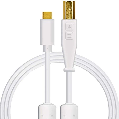 DJ TechTools Chroma Cables: Audio Optimized 1.5M USB-C to USB-B Cable with 56K Resistor (White)