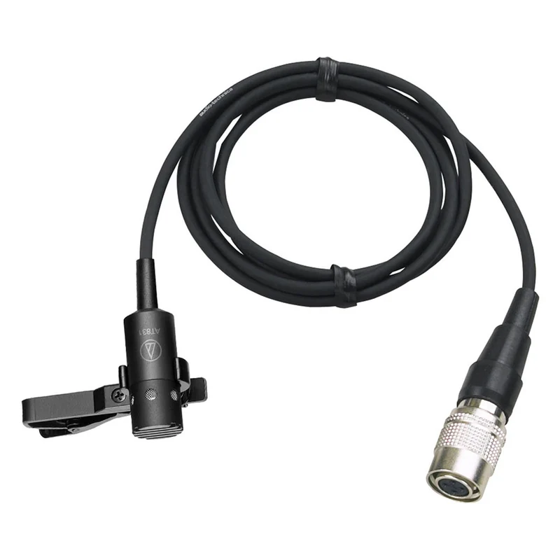Audio-Technica AT831cW Cardioid Condenser Clip-On Lavalier Mic Terminated with locking 4-pin connector for A-T UniPak® body-pack wireless transmitters