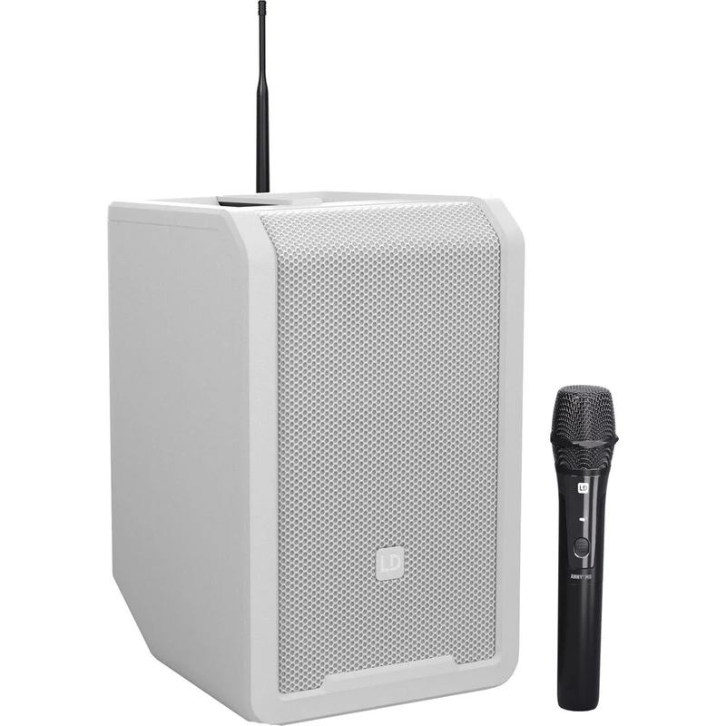 LD Systems ANNY 8 Portable 8" Battery-Powered Bluetooth PA Speaker with Handheld Wireless Mic (White)