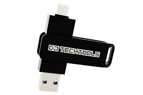 DJ TechTools Chroma USB Drive, Dual USB-A/USB-C, High-Speed USB 3.2 for Rekordbox (Black, 256, GB)
