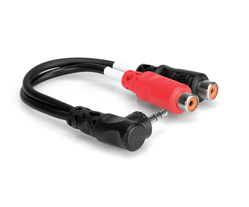 Hosa Stereo Breakout, Right-angle 3.5 mm TRS to Dual RCAF
