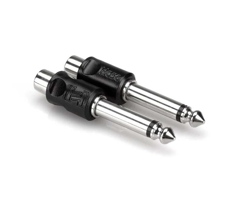 Hosa Adaptors, RCA to 1/4 in TS, 2 Pieces
