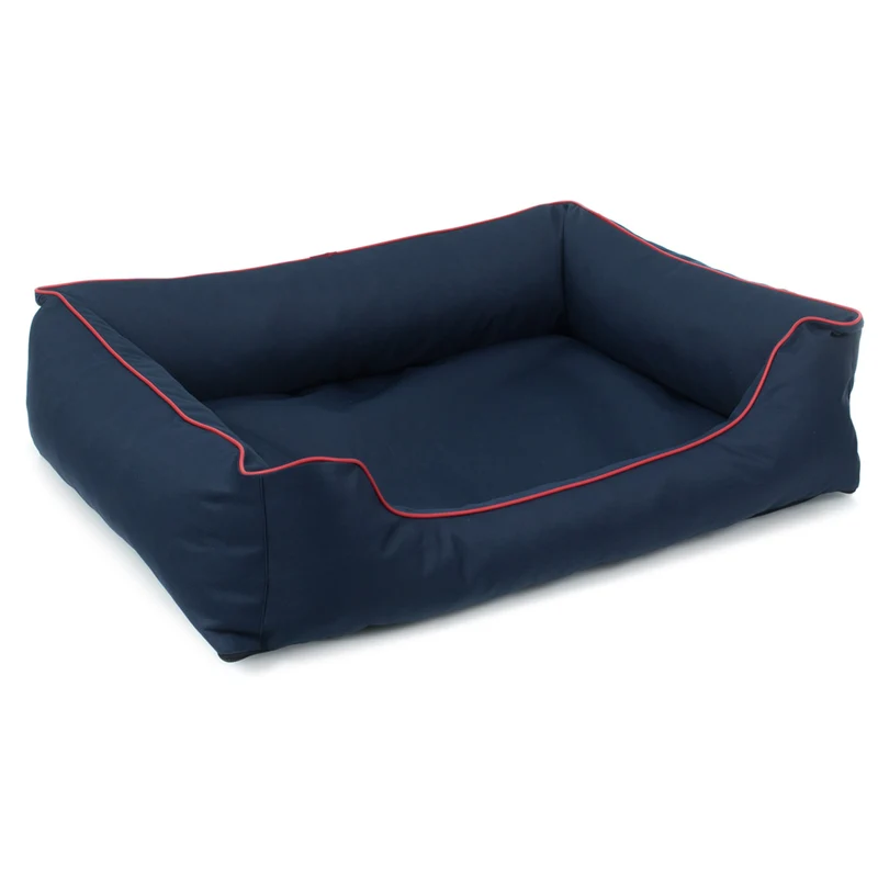 Mestizo Valencia Orthopedic Orthopädisches Haustierbett Hundekorb Tierbett Hundesofa Außenmaße: 65x50cm / Innenmaße: 41x27cm, Marine/Rot