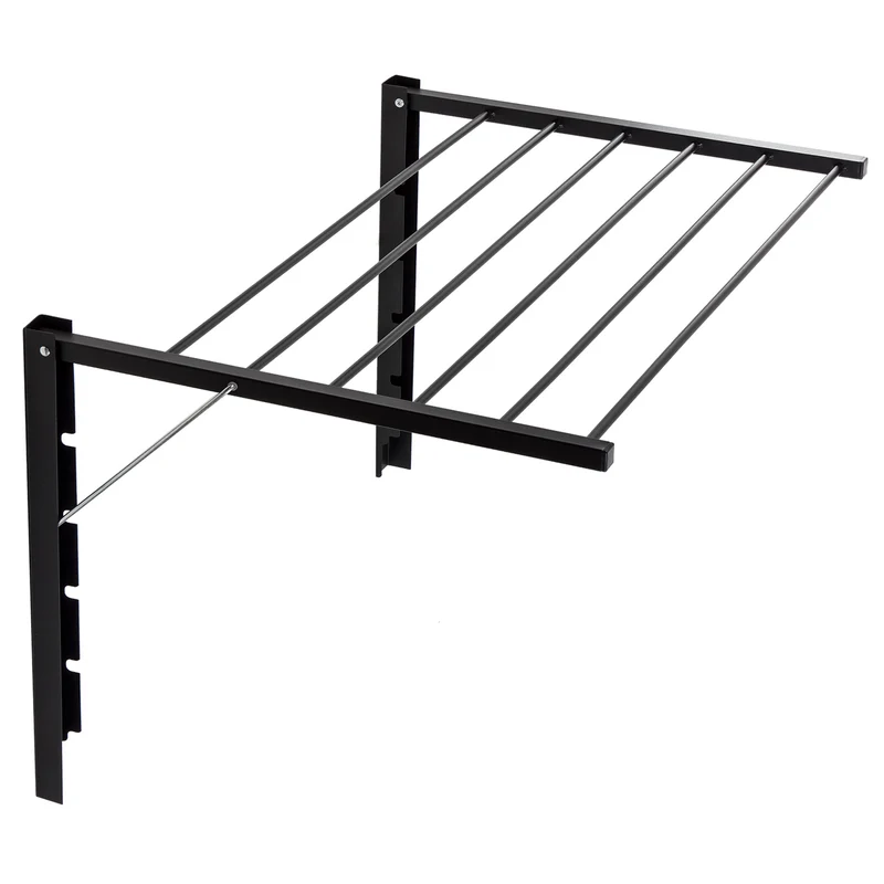 Majka Wandwäschetrockner Wäschetrockner für die Wand Trockenständer Wandmontage (60cm, Schwarz)