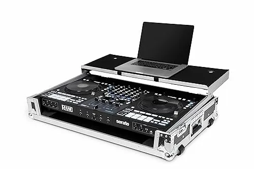 Headliner Flight Case with Laptop Platform and Wheels for RANE DJ FOUR and DJ PERFORMER (Silver/Black)