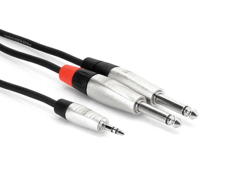 Hosa Pro Stereo Breakout, REAN 3.5 mm TRS to Dual 1/4 in TS (Open Box)