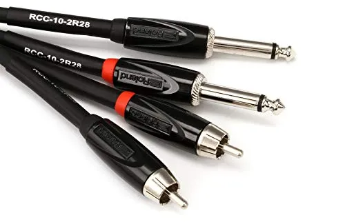 Roland Black Series Interconnect Cable, Dual RCA to 1/4 Inch, 10-Feet