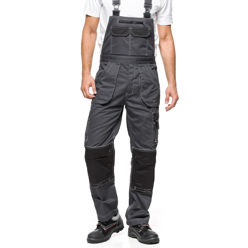 HELIOS Latzhose Herrenhose grau schwarz Gr. 48 (86-90)