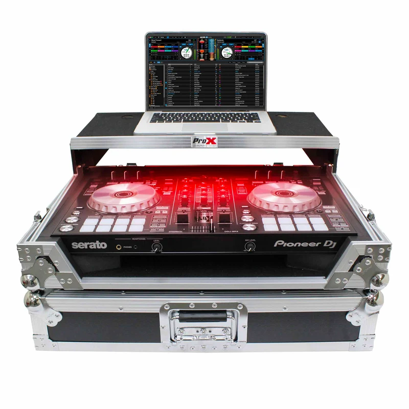 ProX Flight Case for Pioneer DDJ-SR2 Controller with Laptop Shelf and LED Kit (Silver-on-Black) (Open Box)