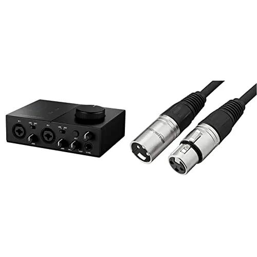 Native Instruments Komplete Audio 2 Two-Channel Audio Interface & Amazon Basics XLR Male to Female Microphone Cable - 10 Feet, Black