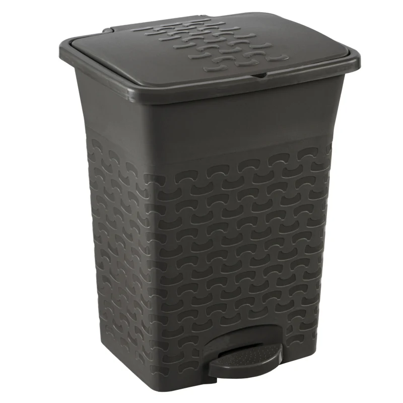 Rechteckiger Korb mit Pedal 10L BranQ Cotton - graue Melange